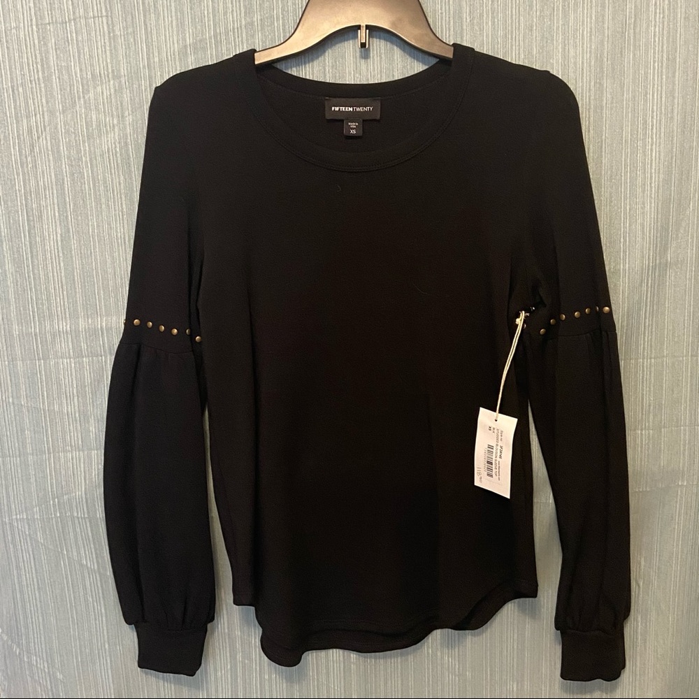 NWT - Fifteen Twenty Top with Studded Sleeves